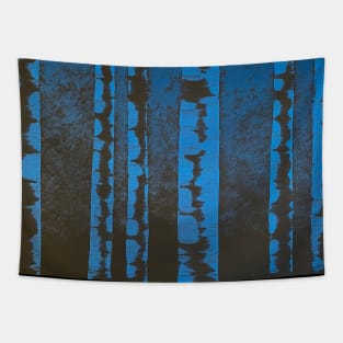 Black and Blue Birch Trees with Blue Background Tapestry