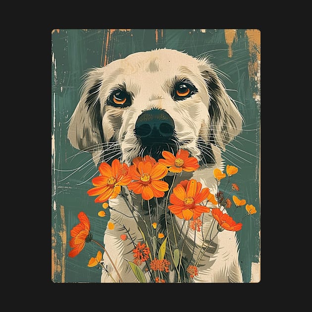 Golden Retriever  Flowers Photo Art Design For Dog Onwer by karishmamakeia