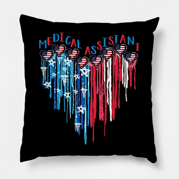 Medical Assistant Life American Flag Melting Heart 4th Of July Pillow by nakaahikithuy