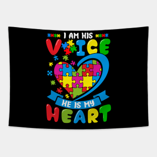 I Am His Voice He Is My Heart Autism Awareness Tapestry