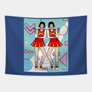 Dancing Cheerleader Cheers With Pom Poms Tapestry