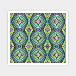 Geometric Green with Pink Diamonds Abstract Art Pattern Magnet