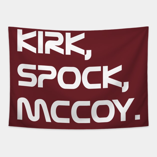 Kirk, Spock, McCoy. Tapestry by Indiecate