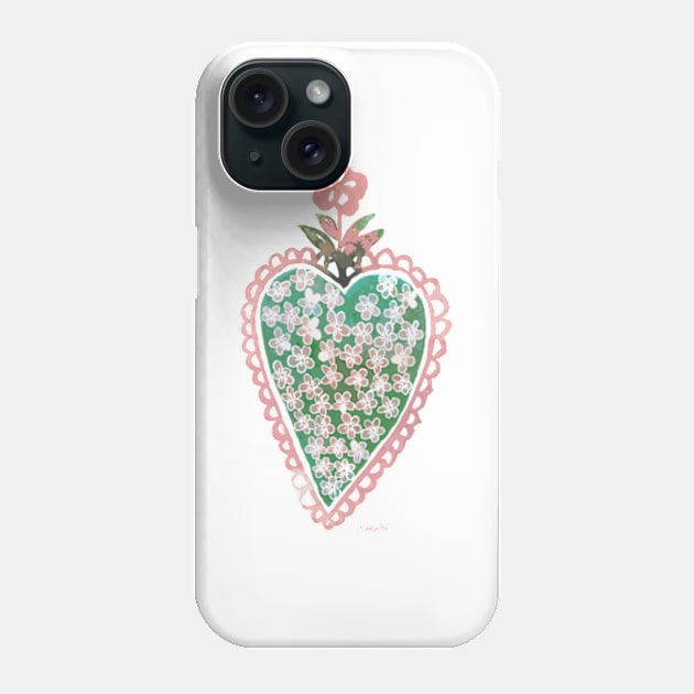 Green heart Phone Case by RanitasArt