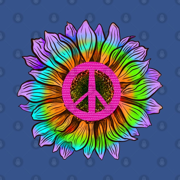 Rainbow flower with peace symbol by Sitenkova