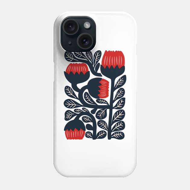 Mid-Century Style Floral Design Phone Case by Idanitee