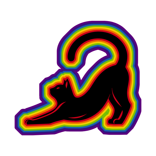 LGBTQ+ rainbow a stretching black cat silhouette by Arteria6e9Vena