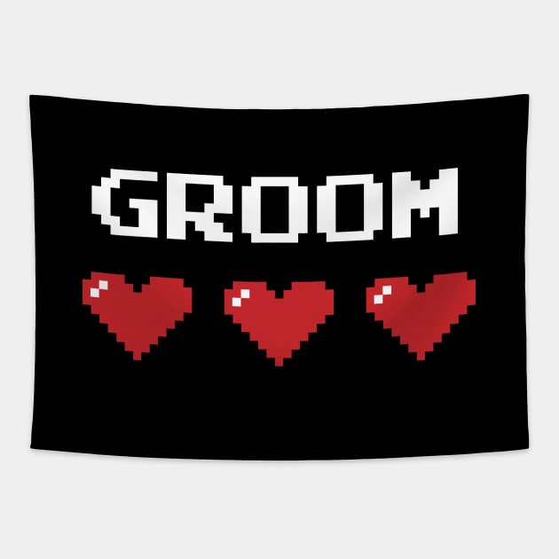 Groom Pixel Heart Tapestry by fishbiscuit