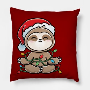 Sloth Christmas Tree Kawaii Pillow