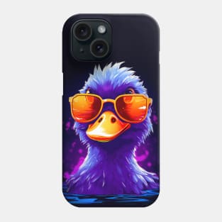 Cute duck wearing sunglasses swimming Phone Case