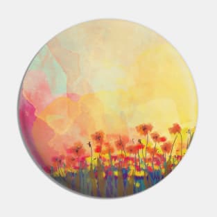 Watercolor field of flowers Pin