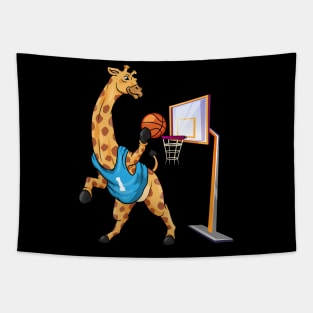 Giraffe as basketball player with basketball Tapestry