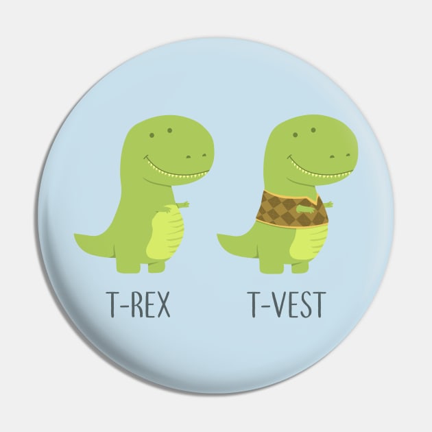 T-Rex vs T-Vest Pin by AnishaCreations