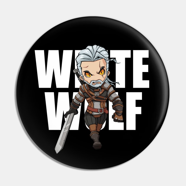 Geralt White Wolf Pin by Xar623