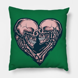 Skull Couple Heart Illustration Pillow