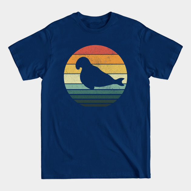 Elephant seal Sunset Retro Vintage 70s Funny Animal Nature Lovers - Vintage Sunset Elephant Seal Lovers - T-Shirt