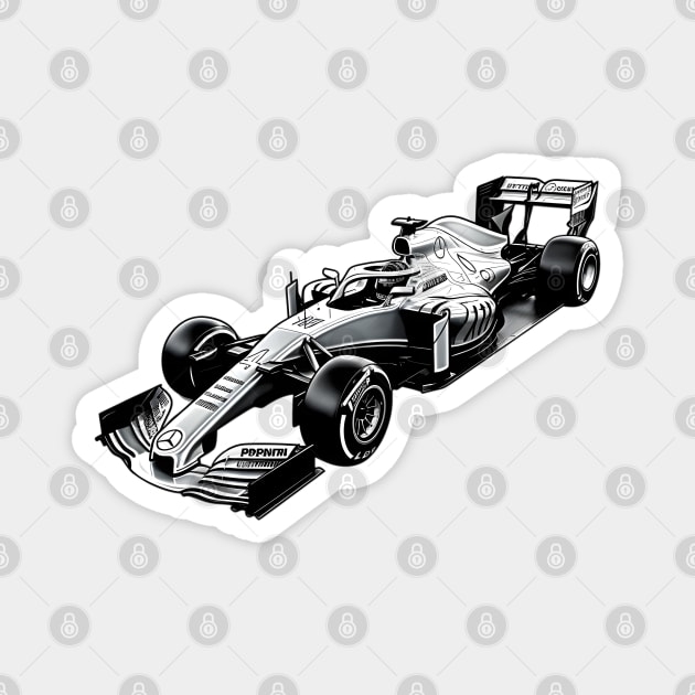 Formula 1 Car Silver Arrow Magnet by Artifyio