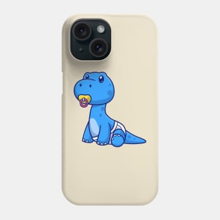 Cute Baby Brontosaurus Dino With Pacifier Cartoon Phone Case