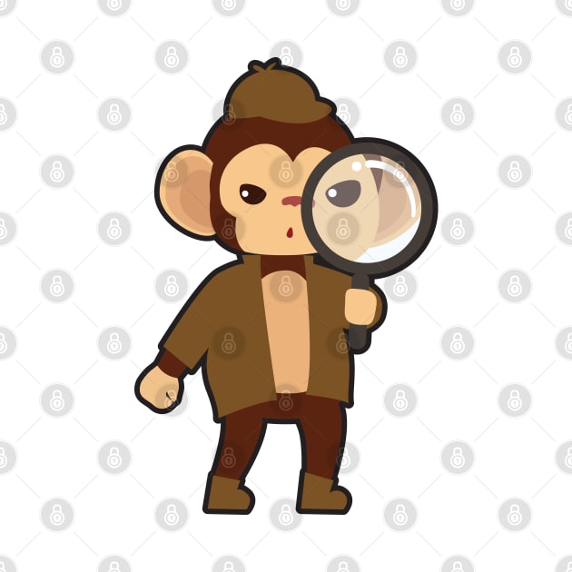 Monkey as Detective with Magnifying glass by Markus Schnabel