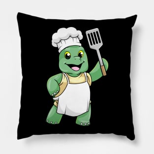 Turtle as Cook with Chefs hat & Spatula Pillow