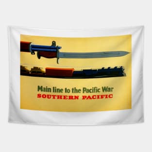 Mainline to the Pacific War Train Railway Vintage Propaganda Tapestry