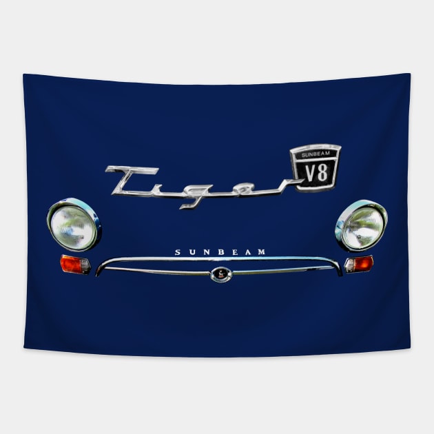 Sunbeam Alpine Tiger MkI classic 1960s British car minimalist grille with logo Tapestry by soitwouldseem