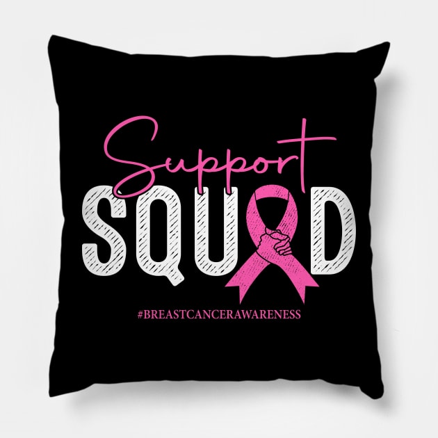 Breast Cancer Support Squad Pink Ribbon Pillow by apesarreunited122