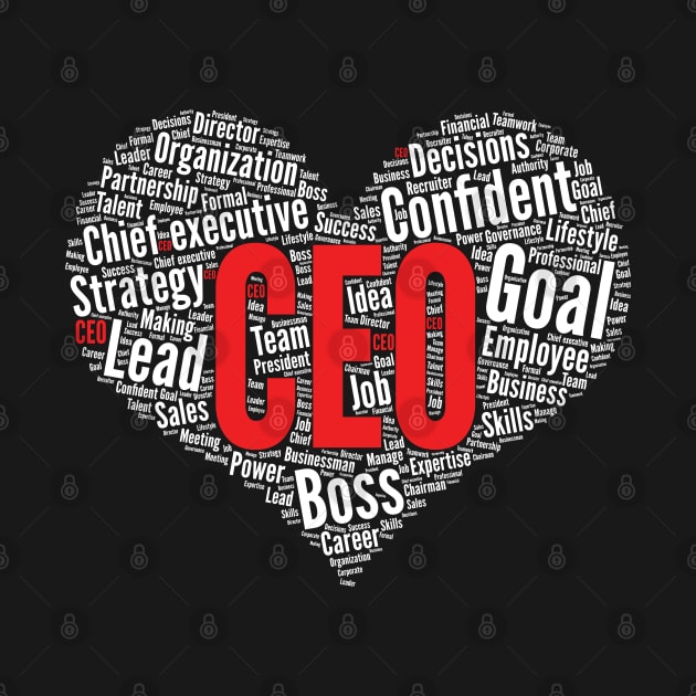 Chief executive CEO Business Founder Heart Shape Word Cloud graphic by theodoros20