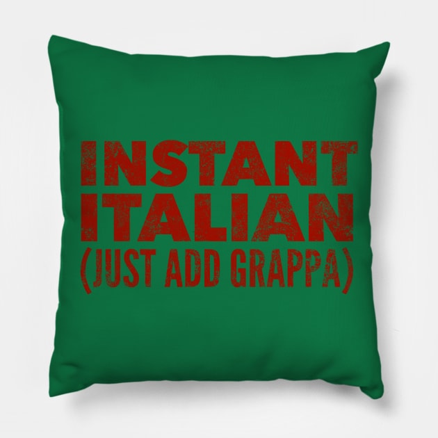 Instant Italian Just Add Grappa Pillow by MessageOnApparel