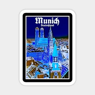 Munich Deutschland Nighttime Travel and Tourism Advertising Print Magnet