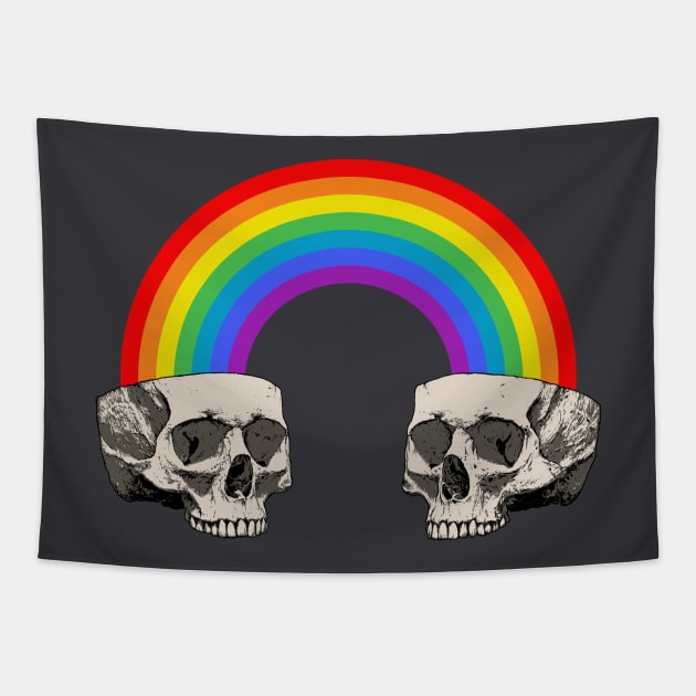 Skulls 'n Rainbow Tapestry by Moutchy