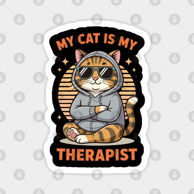 My Cat is My Therapist Retro Magnet by UrbanLifeApparel