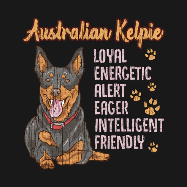 Cute Australian Kelpie Loyal & Friendly Dog Distressed by theperfectpresents