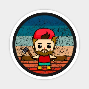 Lumberjack Kawaii Vintage Circle Magnet