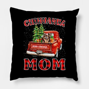 Christmas Chihuahua Mom Santa Hat Truck Tree Plaid Dog Mom Christmas Pillow