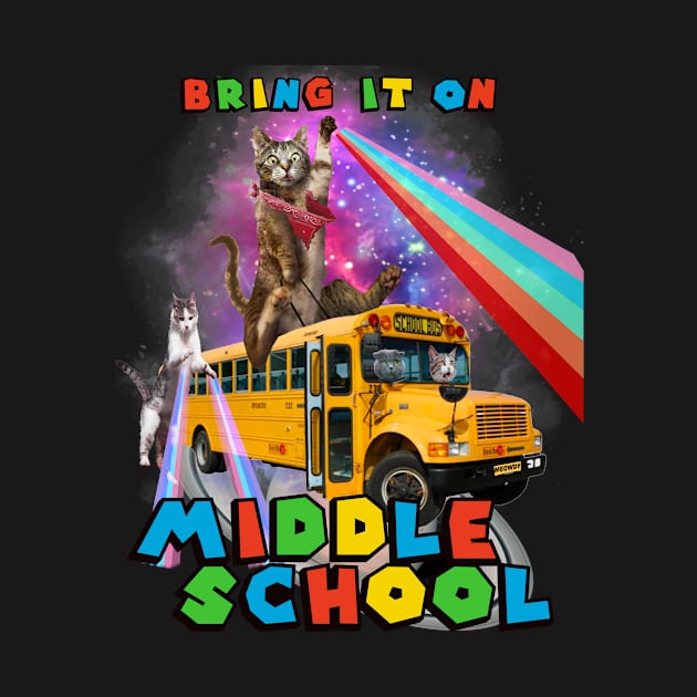 Middle School School Meowdy Cowboy Cat Riding Bus Retro by The Dirty Gringo