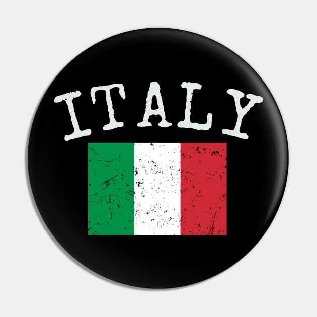 Flag of Italy - Retro Distressed Vintage Italian Flag Pin by PerttyShirty