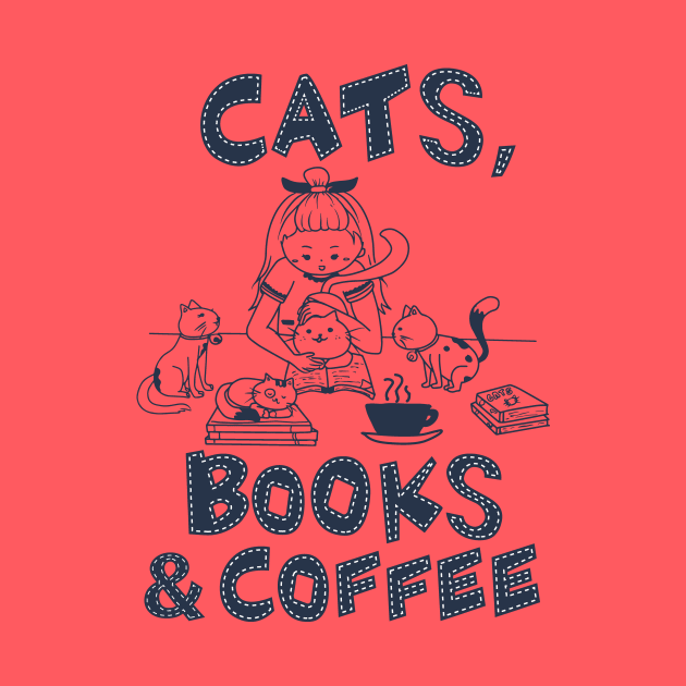 Cats, books, coffee - pet cat lady reading read caffeine by papillon