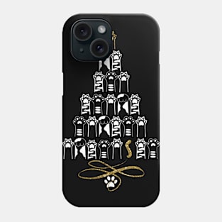 Cat paw christmas tree - white Phone Case