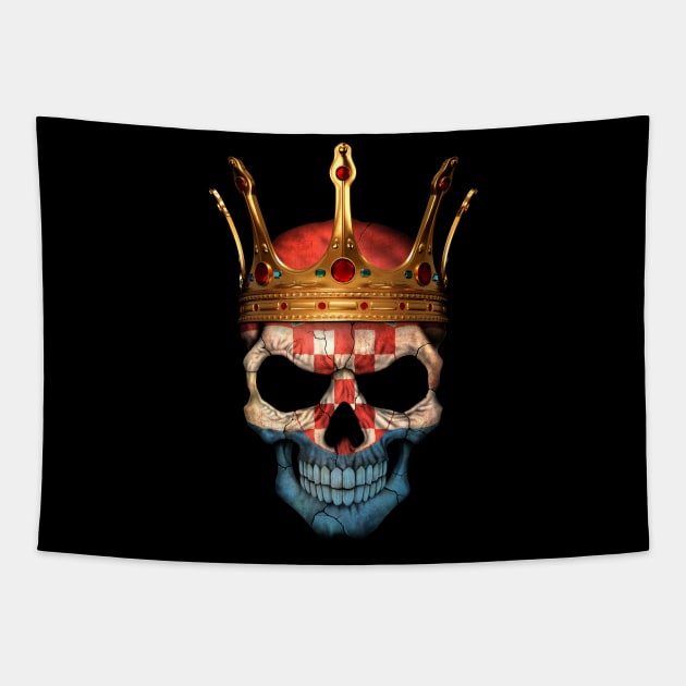 Croatian Flag Skull with Crown Tapestry by jeffbartels