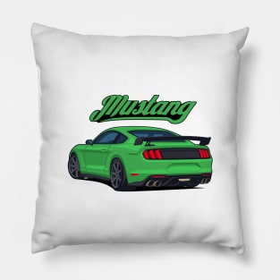 Rear Car Mustang green Pillow