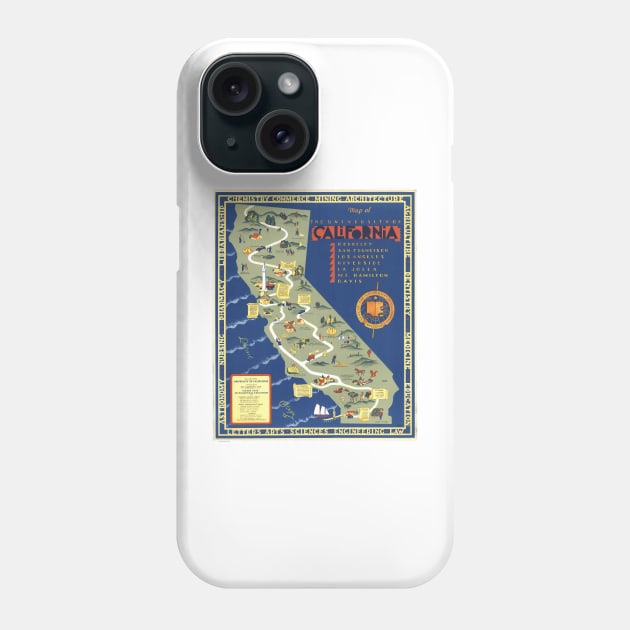 CALIFORNIA University map MAP Berkeley dorm decor graduate Phone Case by FrenchPrinting