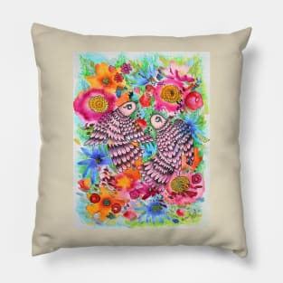 Fairy Garden Watercolor Illustration Pillow