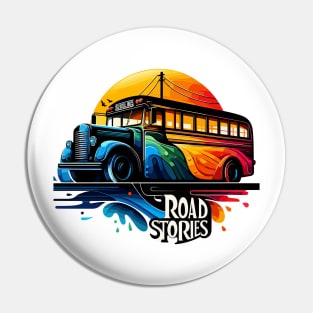 Artistic Silhouette Of A School Bus, Road Stories Pin