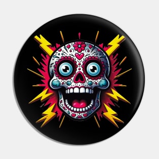 Sugar Skull Art - Feeling Electric on the Day of the Dead Pin