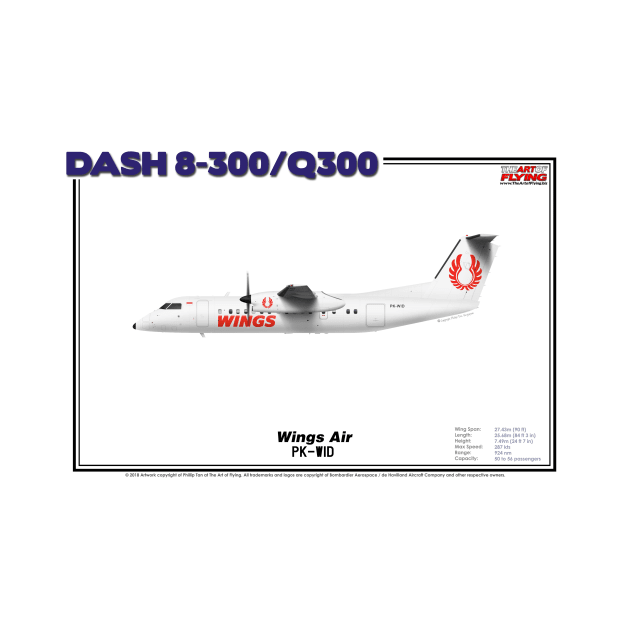 DeHavilland Canada Dash 8-300/Q300 - Wings Air (Art Print) by TheArtofFlying