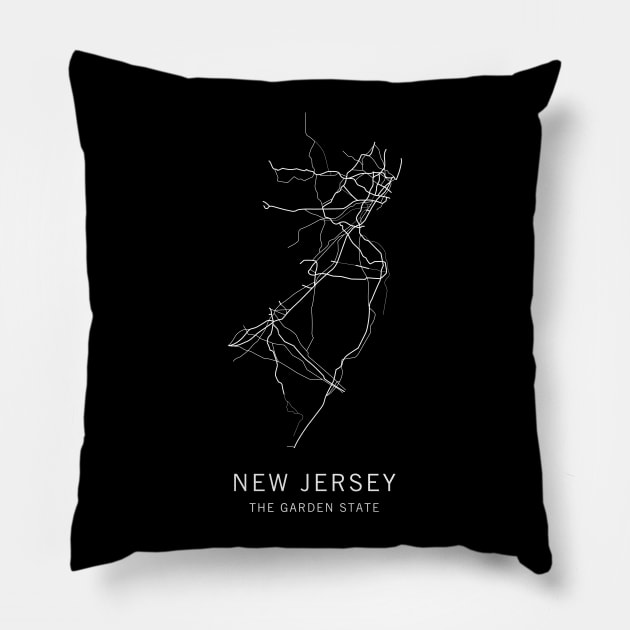 New Jersey State Road Map Pillow by ClarkStreetPress