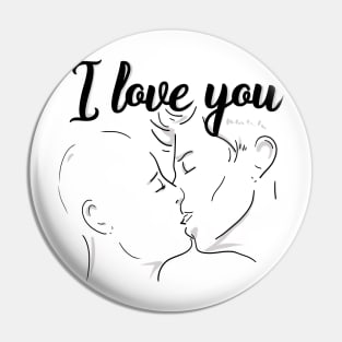 I Love You & kiss you, darling - Valentine Gifts LGBT - Light Background - Not Hamlet Design Pin