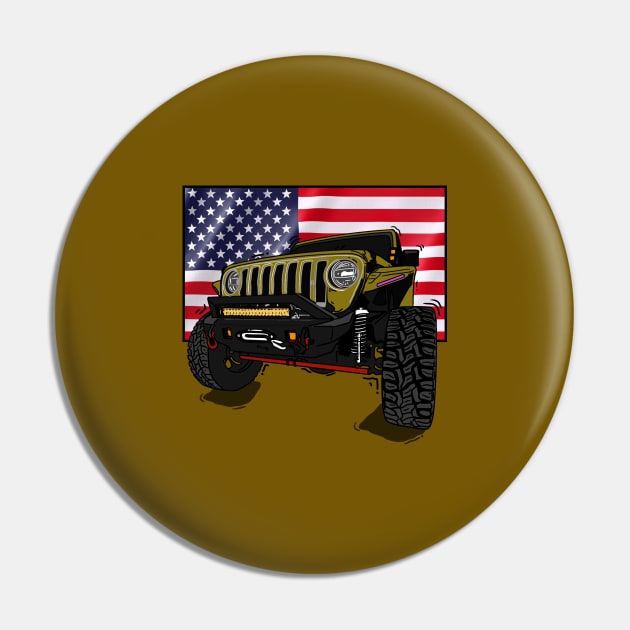 Jeep with American Flag - Harvest Tan Essential Pin by 4x4 Sketch