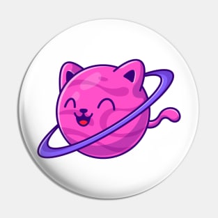 Cute Cat Planet Cartoon Pin